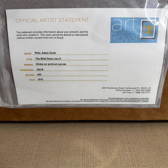 Adam Scott Rote Signed Lion Print "The Wild Ones II" Framed Giclée Art LE 2012 - Picture 8 of 11